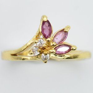 18k Gold Filled Vintage Pink Flower Ring